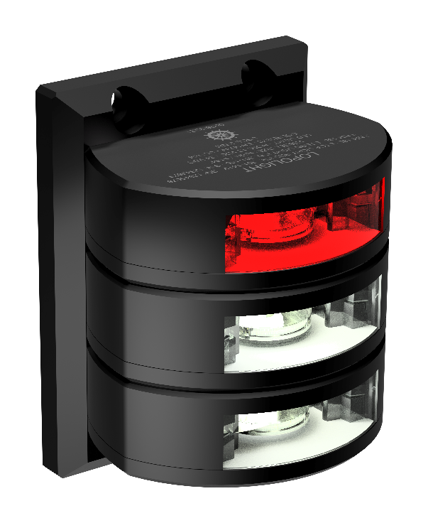 3nm 135° Red Stop + 3nm dbl Stern, vert mount, blk